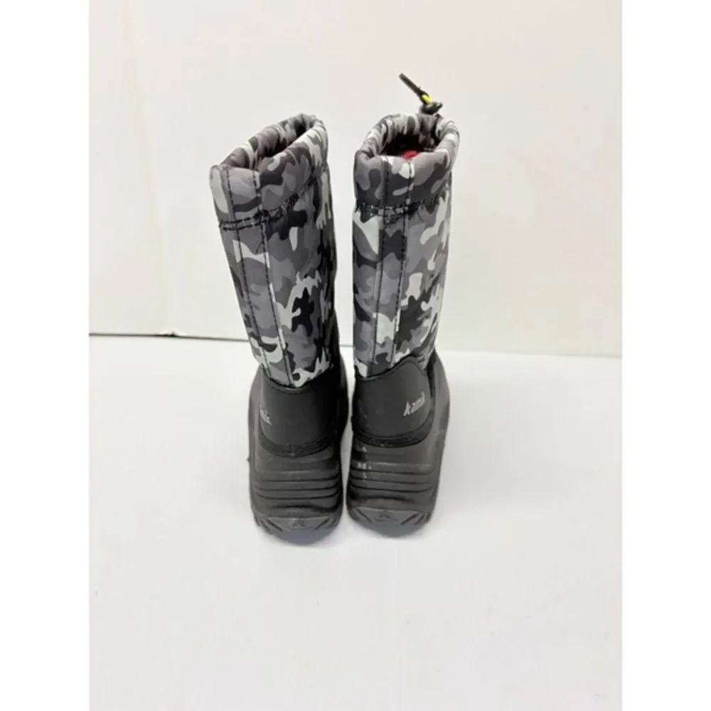 Kamik Snow Boots Kids Size 10 Gray Camo Waterproof Insulated Winter‎ Boots